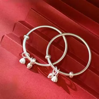 Zuyin 999 древний метод подвесной лотос Pomeg двойное счастье детский детский браслет из чистого серебра пуш-пульный подарок в полнолуние Adjustable size