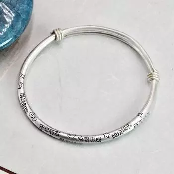 Zuyin 999 китайский стиль благословение пожелания пуш-пул браслет для женщин чистое серебро ретро простой браслет меньшинства в этническом стиле Adjustable size