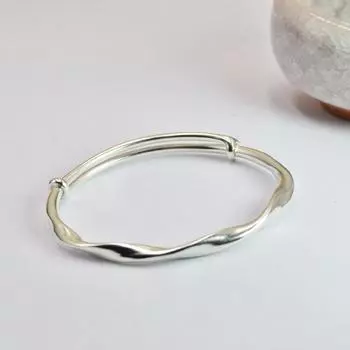 Zuyin 999 Mobius Wave Opening Регулируемый браслет Женский браслет из чистого серебра Instagram Маленький и высококачественный браслет Push Pull 15g