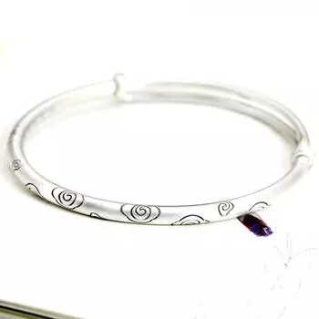 Zuyin 999 Pure Meditation Zen Благоприятное облако Ruyi Браслет Push Pull Ретро Браслет в этническом стиле Adjustable size