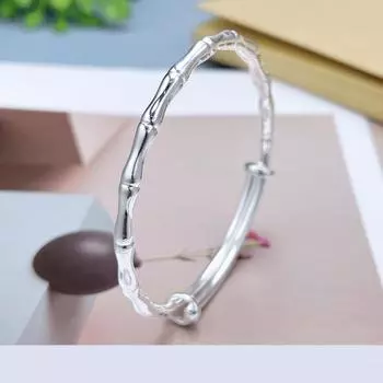 Zuyin S999 Гладкий бамбуковый браслет из чистого серебра Молодежный персонализированный фестиваль из высокого бамбука Новости Ping An Push Pull Браслет ко Дню святого Валентина Adjustable size