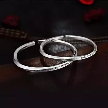 Zuyin S999 Серебряный браслет Кольцо Мебиуса из чистого серебра S999 Мужской и женский серебряный открытый стиль для пар с гравировкой Винтаж Adjustable size
