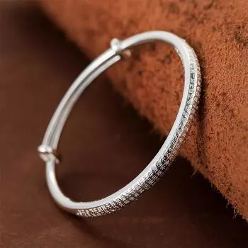 Zuyin S999 Внутренний и внешний меридиан сердца, круглый живот, серебряный классический браслет в национальном стиле, безопасный и благоприятный смысл Adjustable size