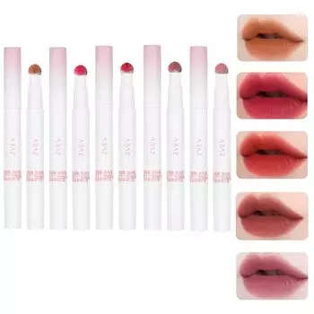 ZVEV Mousse Velvet Lip Powder Cream Moisturizing Lip Blush Lip Gloss Cup Plum Red Begonia Vermilion Long-Lasting Non-Stick (Brown + + + + Purple)