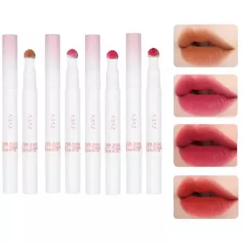 ZVEV Mousse Velvet Lip Powder Cream Moisturizing Lip Blush Lip Gloss Cup Jujube Red Plum Red Long-Lasting Non-Stick (Brown + + + Begonia)