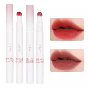 ZVEV Mousse Velvet Lip Powder Cream Moisturizing Lip Blush Lip Gloss Cup Long-Lasting Non-Stick (Begonia+Vermilion)