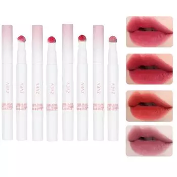 ZVEV Mousse Velvet Lip Powder Cream Moisturizing Lip Blush Lip Gloss Cup Red Plum Red Begonia Long-Lasting Non-Stick (Jujube + + + Purple)