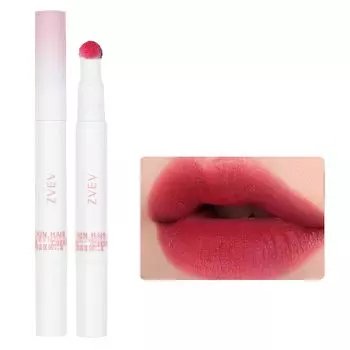 ZVEV Mousse Velvet Lip Powder Cream Moisturizing Lip Blush Lip Gloss Nonstick Cup Long-Lasting (Plum Red)