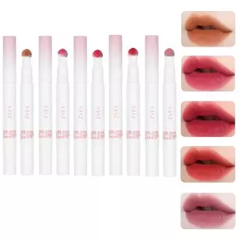 ZVEV Mousse Velvet Lip Powder Cream Moisturizing Lip Blush Lip Gloss Cup Long-Lasting Non-Stick (Brown+Jujube Red+Plum Red+Begonia+Purple)