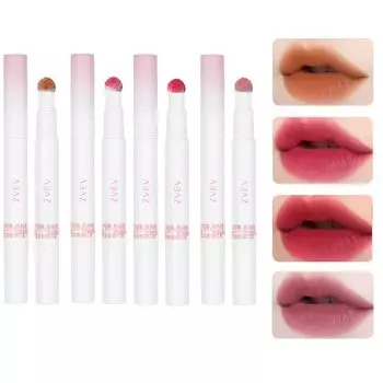 ZVEV Mousse Velvet Lip Powder Cream Moisturizing Lip Blush Lip Gloss Cup Long-Lasting Non-Stick (Brown+Jujube Red+Plum Red+Purple)