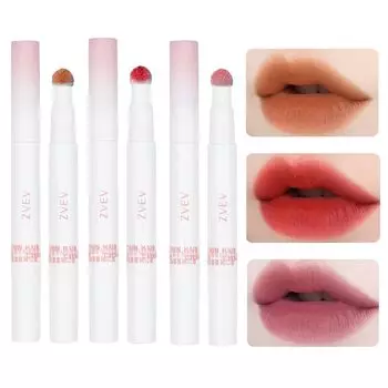 ZVEV Mousse Velvet Lip Powder Cream Moisturizing Lip Blush Lip Gloss Cup Long-Lasting Non-Stick (Brown+Begonia+Purple)