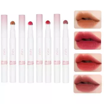 ZVEV Mousse Velvet Lip Powder Cream Moisturizing Lip Blush Lip Gloss Cup Plum Red Begonia Long-lasting Non-Stick (Brown + + + Vermilion)