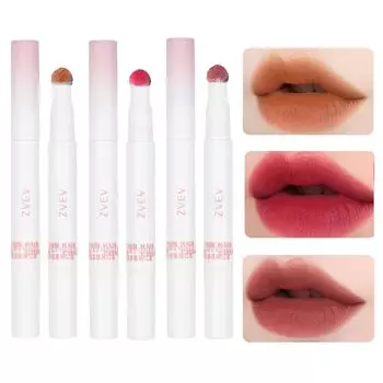 ZVEV Mousse Velvet Lip Powder Cream Увлажняющий румяна для губ Блеск для губ в чашке Стойкий антипригарный (Коричневый + сливово-красный + киноварь)