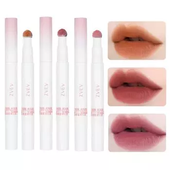 ZVEV Mousse Velvet Lip Powder Cream Увлажняющий румяна для губ Блеск для губ в чашке Стойкий антипригарный (Коричневый+Алый+Фиолетовый)