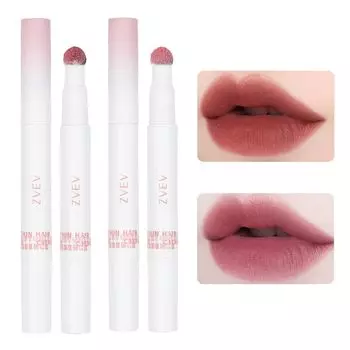 ZVEV Mousse Velvet Lip Powder Cream Увлажняющий румяна для губ Блеск для губ в чашке Стойкий антипригарный (Вермилион+Фиолетовый)