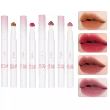 ZVEV Mousse Velvet Lip Powder Cream Увлажняющий румяна для губ Блеск для губ в чашке Стойкий антипригарный (Коричневый + Сливово-красный + Киноварный + Фиолетовый)