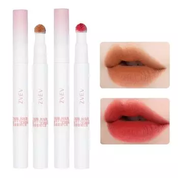 ZVEV Mousse Velvet Lip Powder Cream Увлажняющий румяна для губ Блеск для губ в чашке Стойкий антипригарный (Коричневый + Бегония)