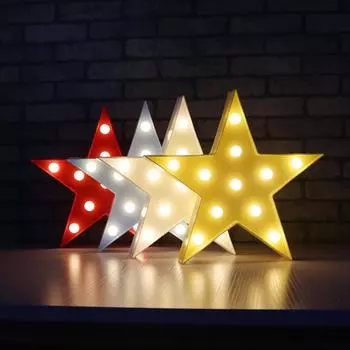 Звезда 3D светодиодный ночник Рождественская елка декоративная светящаяся неоновая лампа для гостиной вечеринки праздника дня рождения украшения подарка белый