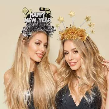 Звезда блестки 2025 новогодняя повязка для волос золото серебро вечеринка фото реквизит вечеринка подарок Style 15