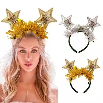 Звезда блестки С Новым годом повязка на голову блестящая вечеринка фото реквизит 2025 новогодняя повязка на голову подарок на вечеринку серебряный