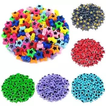 Звезда для изготовления сережек-браслетов с цветными блоками, креативные подвески, акриловые ювелирные изделия «сделай сам», аксессуары, сердце, пентаграмма, бусины, 30 шт., бусины Star розовый