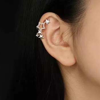 Звезда-гвоздик с бриллиантами, серьги-клипсы без отверстий для ушей, женский темперамент, индивидуальность, сияющие серьги в виде звездного неба, супер фея, изысканные серьги-подвески