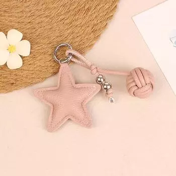 Звезда из искусственной кожи брелок пятиконечная звезда брелок кулон женская сумка подвески универсальная сумочка подвесное украшение розовый