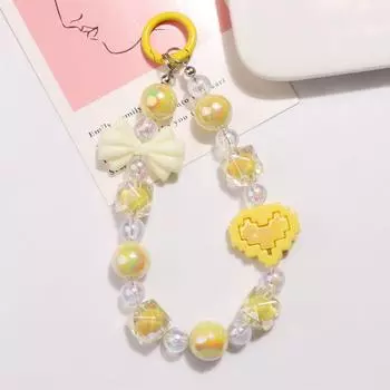 Звезда Красочный Шнурок для Телефона Сердце Блестки Ремешки на Запястье Модный Брелок Подвеска Аксессуары для Телефона жёлтый