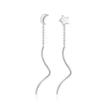 Звезда Луна Эрлайн Женственность День Личность Маленький Свежий Литературные Студенты Асимметричные Длинные Серьги С Бахромой Copper