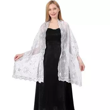 Звезда Луна расшитая блестками сценическая вечеринка женская шаль с вышивкой ужин шаль шаль платье 60*190cm белый