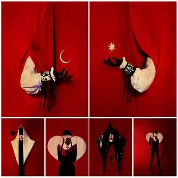 Звезда Луна Ведьма Готическое Колдовство Настенная Картина Маслом Романтическая Роза Ведьма Художественный Плакат и Печатное Украшение Дома 21cm30cm NoFrame