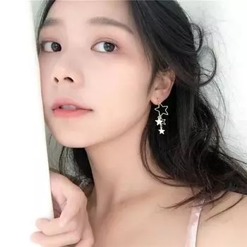 Звезда Маленькие Серьги-гвоздики Асимметричные Серьги Длинные Клипсы
