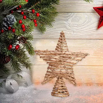 Звезда на верхушку рождественской елки, звезда на верхушку рождественской елки, железное и ротанговое рождественское украшение для бара для вечеринок, золотистый