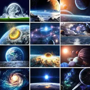 Звезда Полная Алмазная Мозаика Пейзаж Алмазные Инструменты Для Рисования Декоративные Картины Алмазы для Ремесел Аксессуары Для Вышивки 5d Искусство Full Round 20x30CM