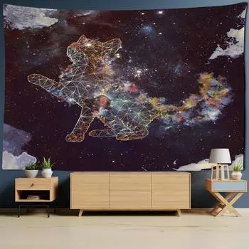 Звезда Вселенная кошка гобелен настенный богемный психоделический колдовство спальня гостиная домашний декор 95x70CM