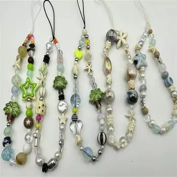 Звезда Жемчуг Бисер Телефон Цепочка Подвесной Шнур Телефонные Амулеты Телефонный Ремешок Летний Ручной Работы Мобильный Шнур Ювелирные Изделия Подарок