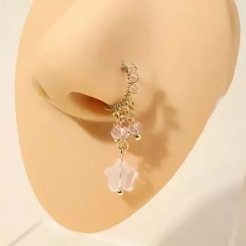 Звездная бахрома хрустальный стеклянный кулон зажим для носа нержавеющая сталь носовое кольцо ювелирные изделия для пирсинга носа