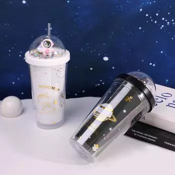 Звездная чашка, милая красивая студенческая чашка для воды, пищевая спортивная бутылка, соломенная чашка для прохладных напитков, женская 550ml