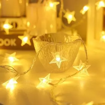 Звездная гирлянда Высокая яркость Мягкое освещение Креативная форма Широкое применение Простая установка Светодиодная гирлянда с пентаграммой Праздничная вечеринка Реквизит для вечеринки B