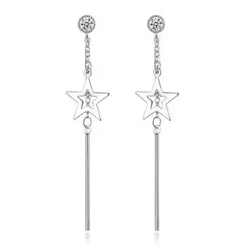 Звездная индивидуальность Простые пятиконечные серьги-звезды Женственные средние и длинные серьги с бахромой Ювелирные изделия
