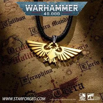 [Звездная ковка] Warhammer 40K Peripheral Empire Skyhawk титановая сталь позолоченное ожерелье кулон лояльность Leather Rope