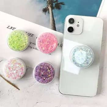 Звездная ночь блестящая складная универсальная подставка для сотового телефона совместимая с держателем-ручкой блестящая телескопическая многофункциональная подставка розовый