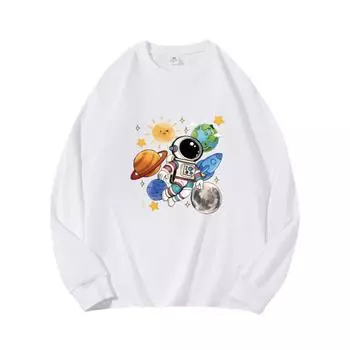 Звездная осенняя одежда, длинный рукав, чистый хлопок, новый мужской и женский топ, весенний внутренний слой, базовая рубашка, футболка с круглым вырезом и длинными рукавами M коричневый