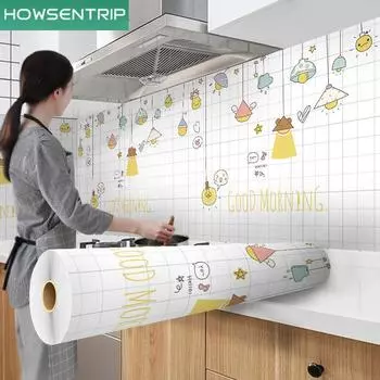 Звездная вечеринка, кухня, маслостойкая наклейка, водонепроницаемая самоклеящаяся, устойчивая к высоким температурам, обои, вытяжка для шкафа, огнестойкая наклейка на стену 60x300cm