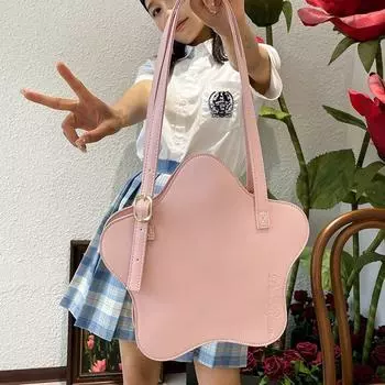 Звездно-желтая сумка Y2k, женская сумка в стиле Харадзюку из искусственной кожи, шикарная однотонная сумка на плечо Jk, женская милая мини-сумка в стиле Лолиты в стиле ретро, эстетичная розовый