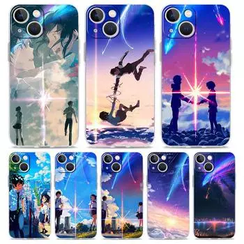Звездное небо аниме фильм твое имя прозрачный мягкий чехол для телефона iPhone 14 13 12 11 Pro Max XS X XR SE 7 8 Plus TPU прозрачный чехол iPhone XS Max