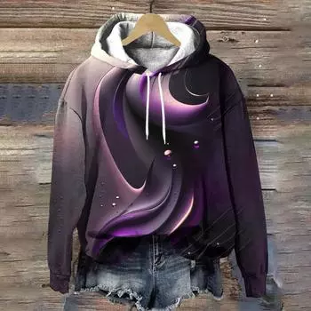 Звездное небо Аврора Узор Пуловеры Толстовки Мода Осень Новые Женские Толстовки Повседневные Свободные Женские Толстовки Одежда Y2K Топы S