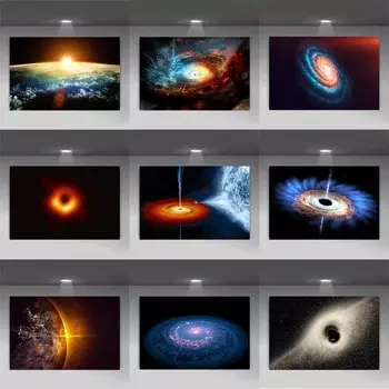 Звездное небо, холст, картина, космический постер, галактика, звезды, планета, дыра, Вселенная, земля, настенные панно для декора гостиной, без рамы 21cm30cm NoFrame