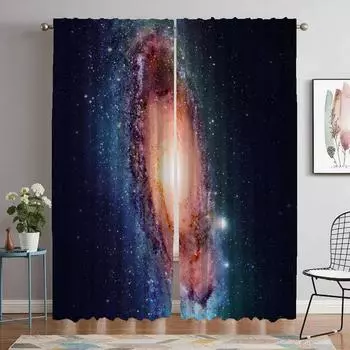 Звездное небо Раздел Кухонные Шторы для Гостиной Домашний Интерьер Шторы 2 Части Тюль Оттенки Для Спальни Оконные Шторы W60xH90cmx2pcs-CL