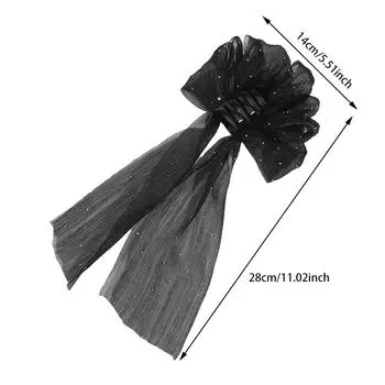 Звездное небо сверкающий зажим зажим большой бант головной убор пружинный зажим на затылке длинная лента заколка для волос One Size чёрный